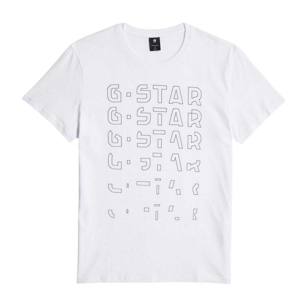 G-Star Mens Lettering Crew Neck / White